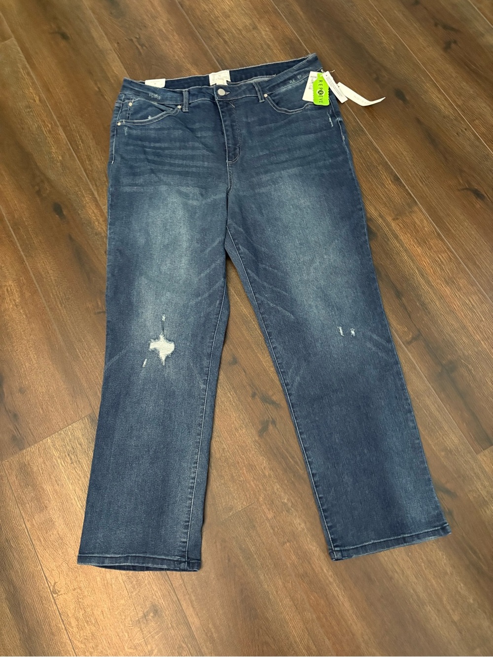 NWT Caslon Straight Leg Distressed Dark Blue Jeans